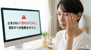 お正月の片付けや掃除中に急増する目の事故の原因を特定し、緊急時の正しい対処法を決定するために、医師による診察や専門的なアドバイスを受けている様子